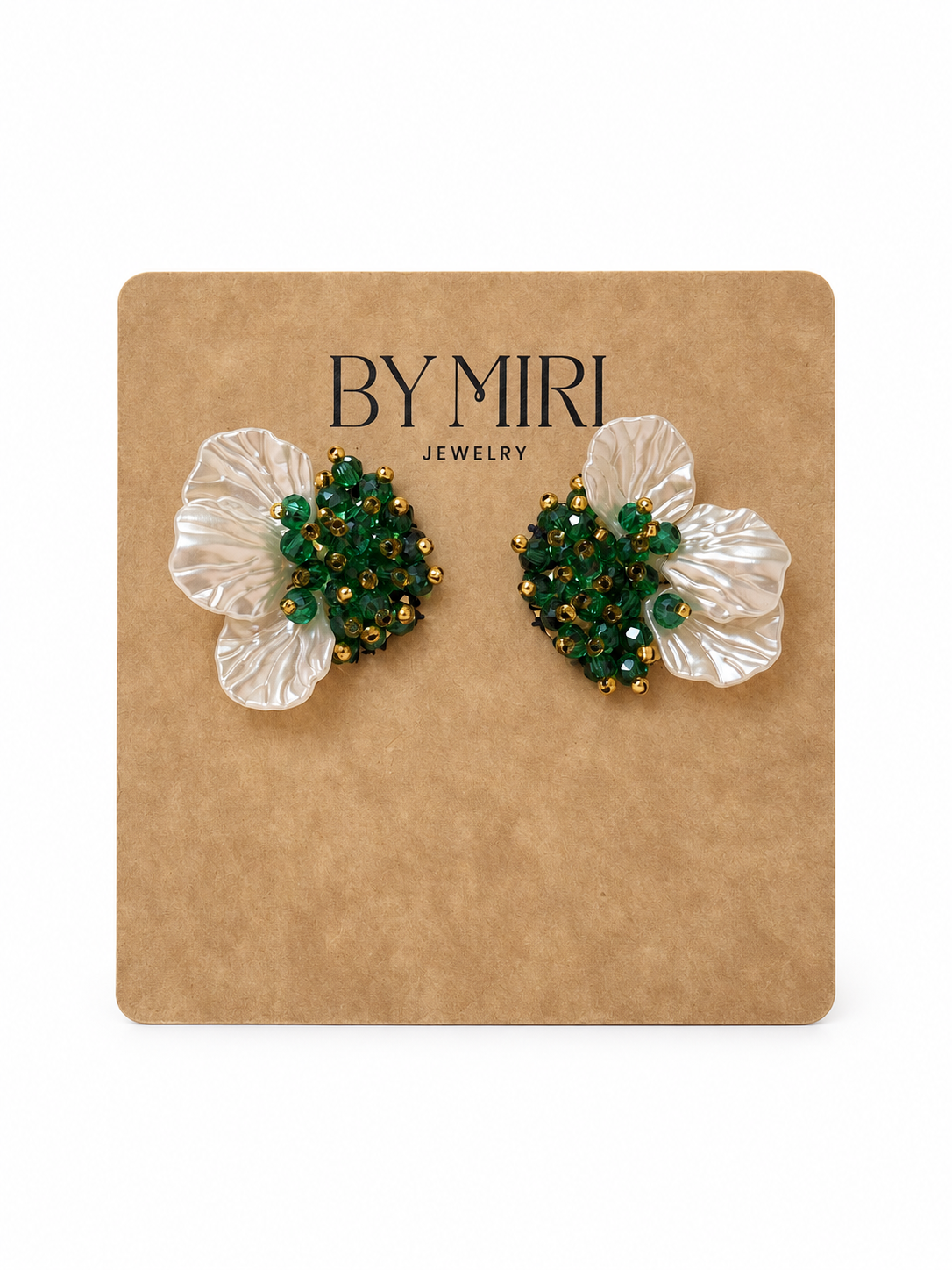 Aretes Flor Cristal Verde
