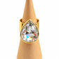 Anillo Gota de Cristal dorado con cristal facetado transparente en forma de gota