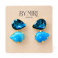 Aretes Azul Turquesa con cristales y piedra efecto ágata en tonos turquesa con detalles dorados