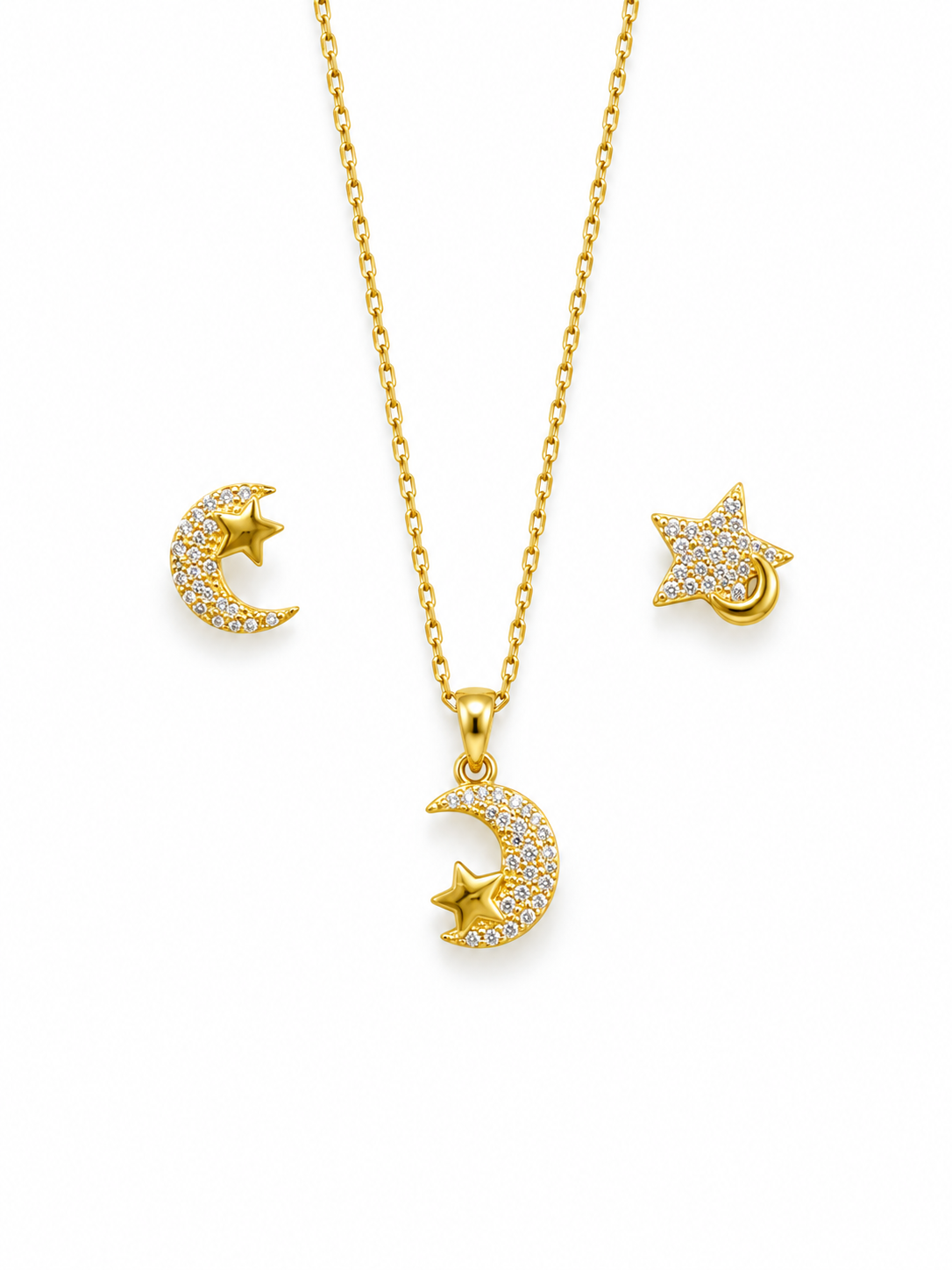 Collar en juego luna y estrella