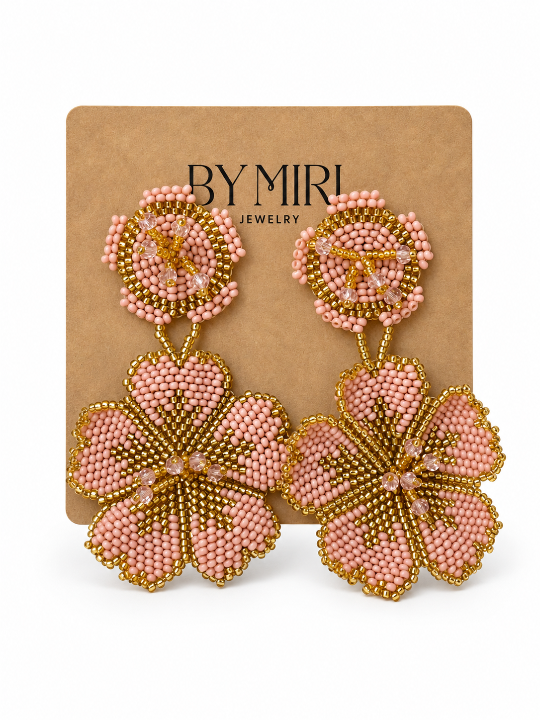 Aretes Flores Rosadas Tejidas