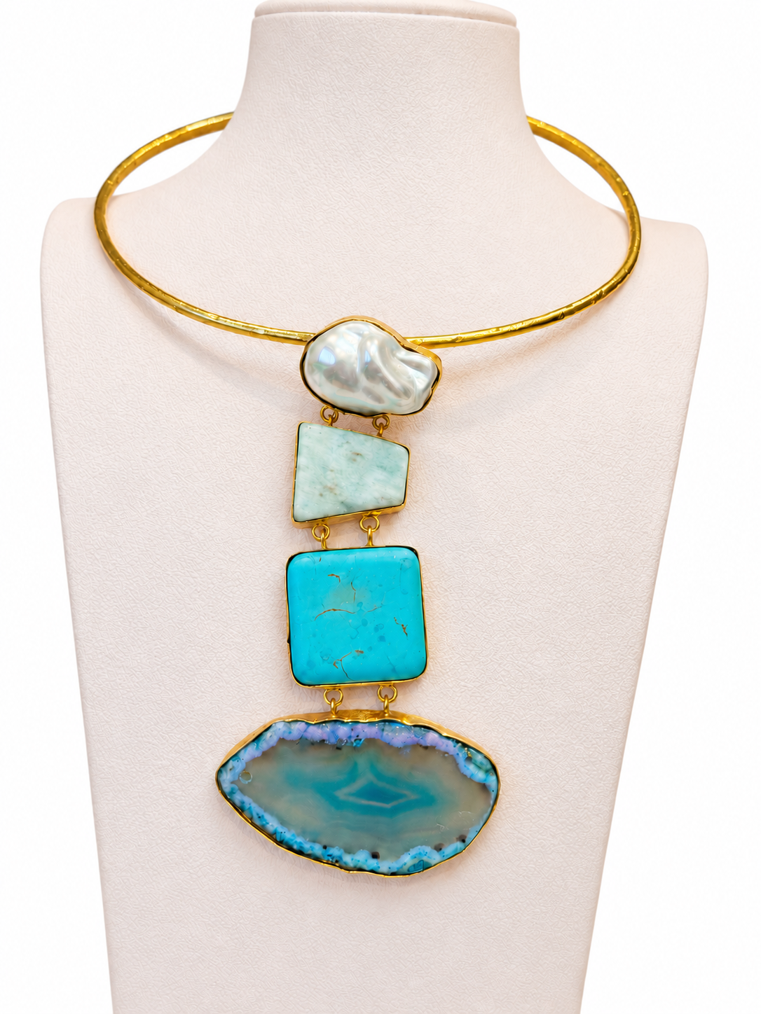 Collar Nácar y tonos Aqua