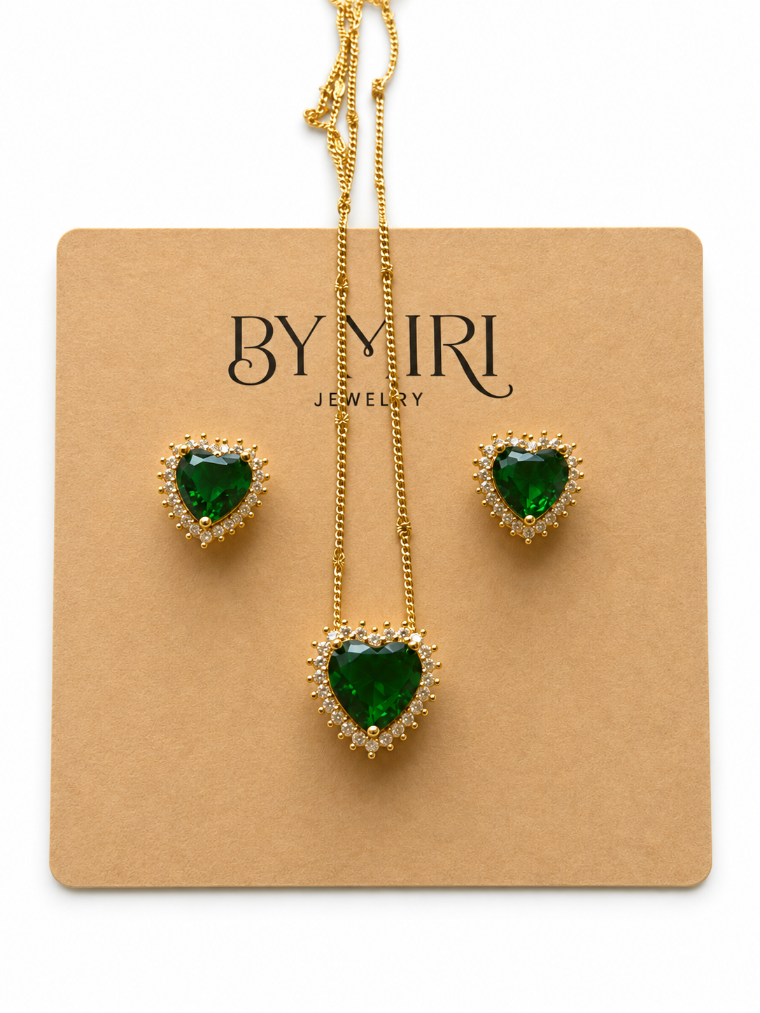Set de Corazones Verde Esmeralda